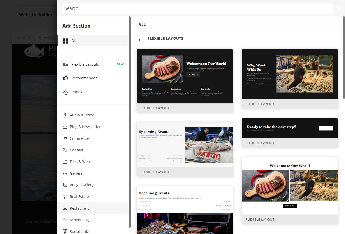 Editor - Add Section library