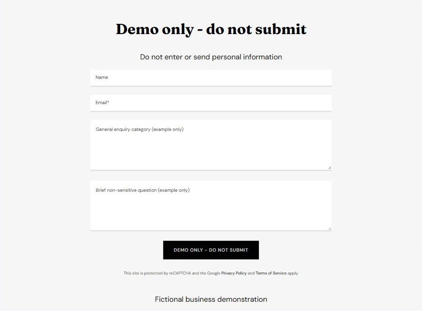 Demonstration enquiry - Desktop