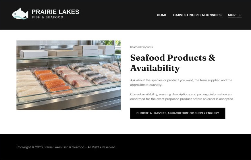 Captured first-screen Seafood Products & Availability example