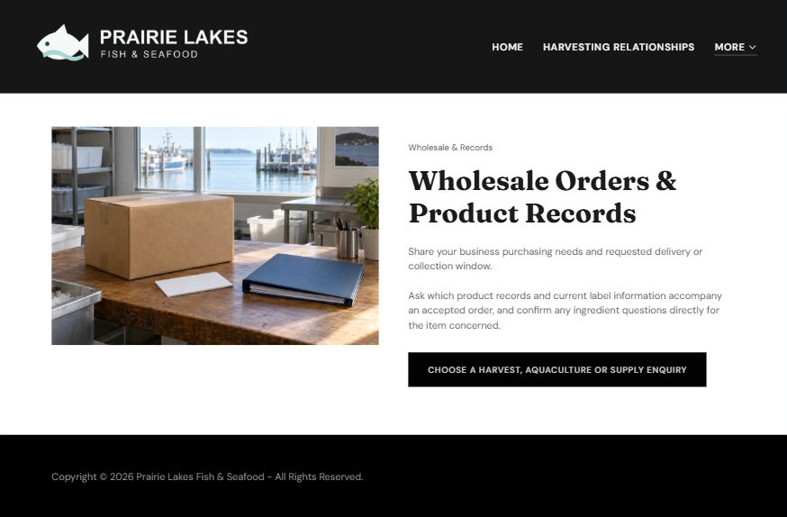 Captured first-screen Wholesale Orders & Product Records example