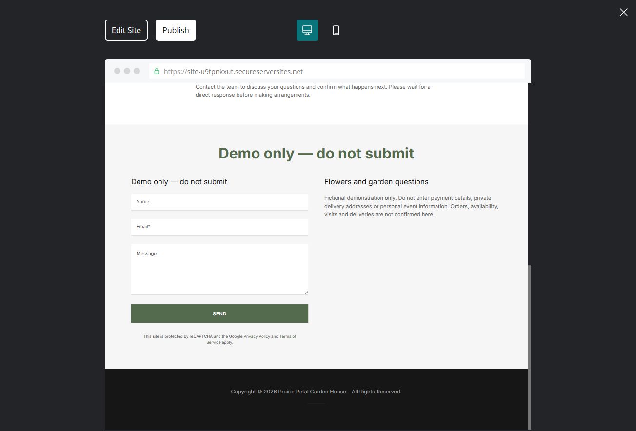 Demo form — desktop
