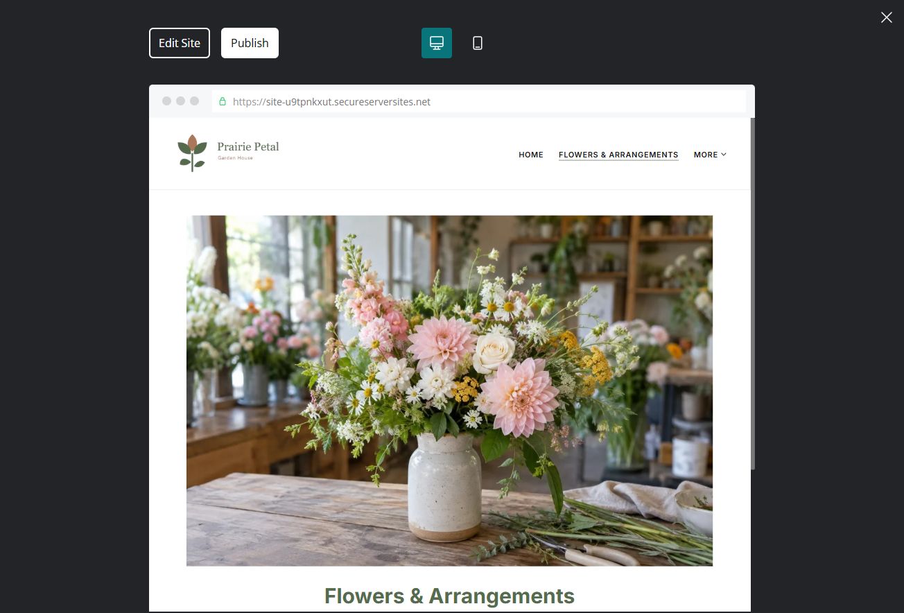 Captured first-screen Flowers & Arrangements example