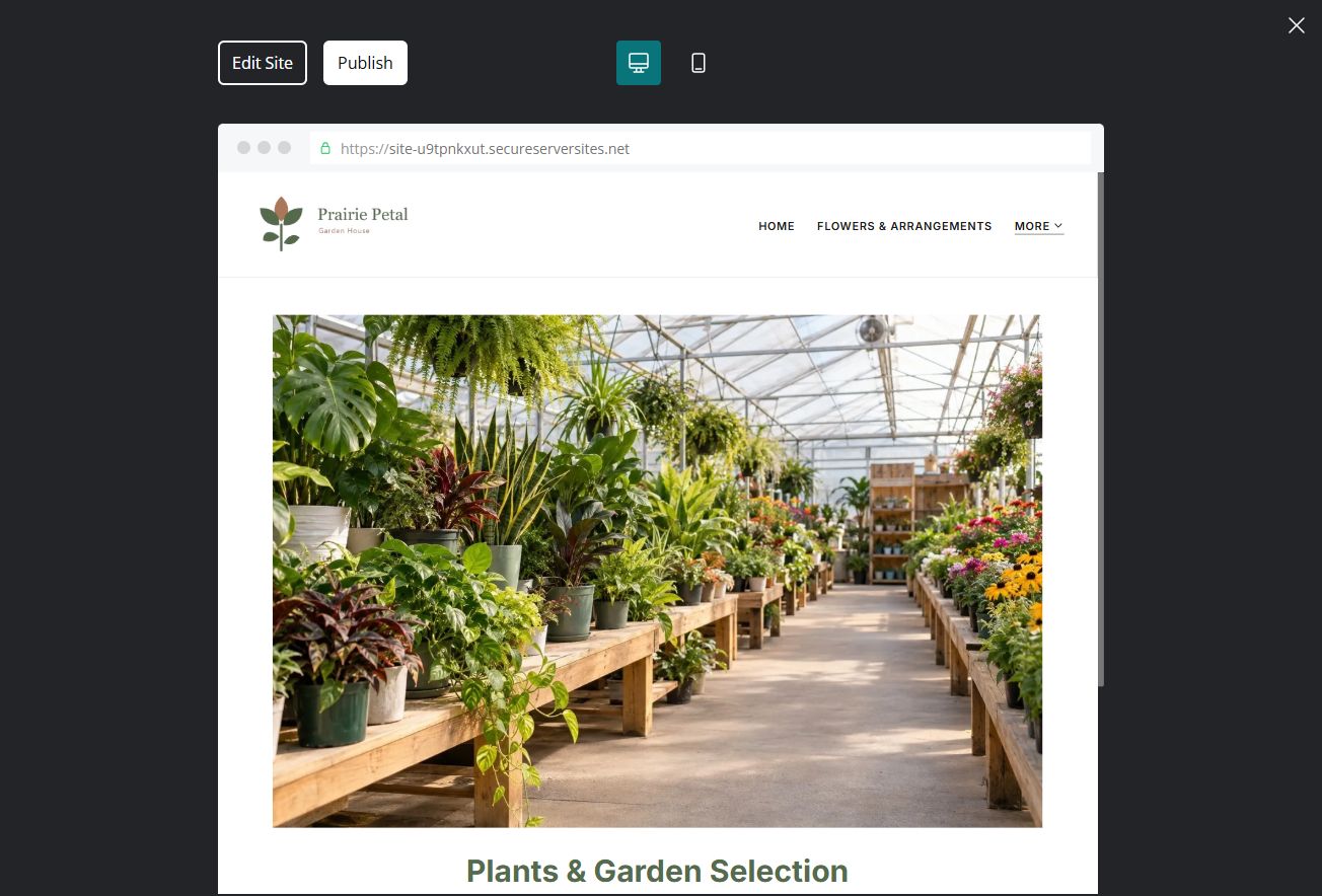 Captured first-screen Plants & Garden Selection example
