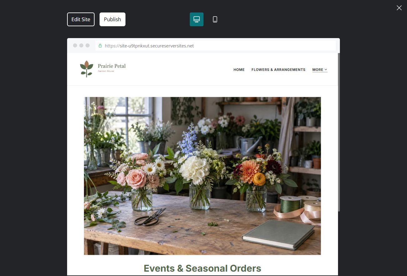 Captured first-screen Events & Seasonal Orders example
