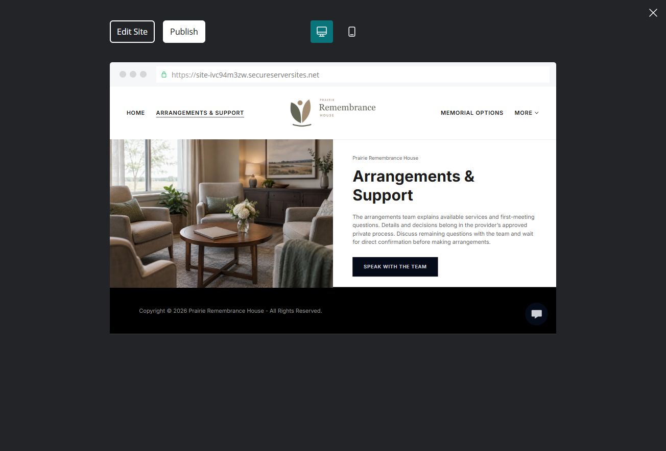 Finished Arrangements & Support example