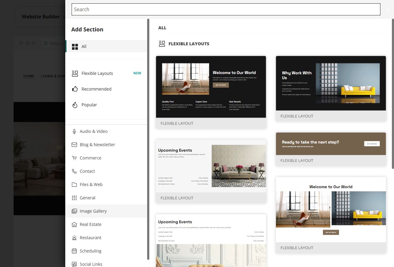 Editor - Add Section library