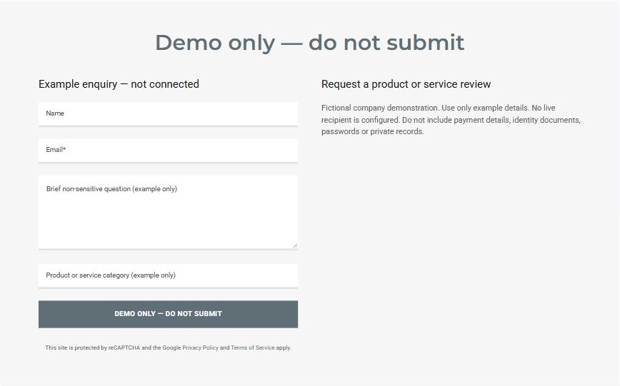 Demonstration enquiry · Desktop
