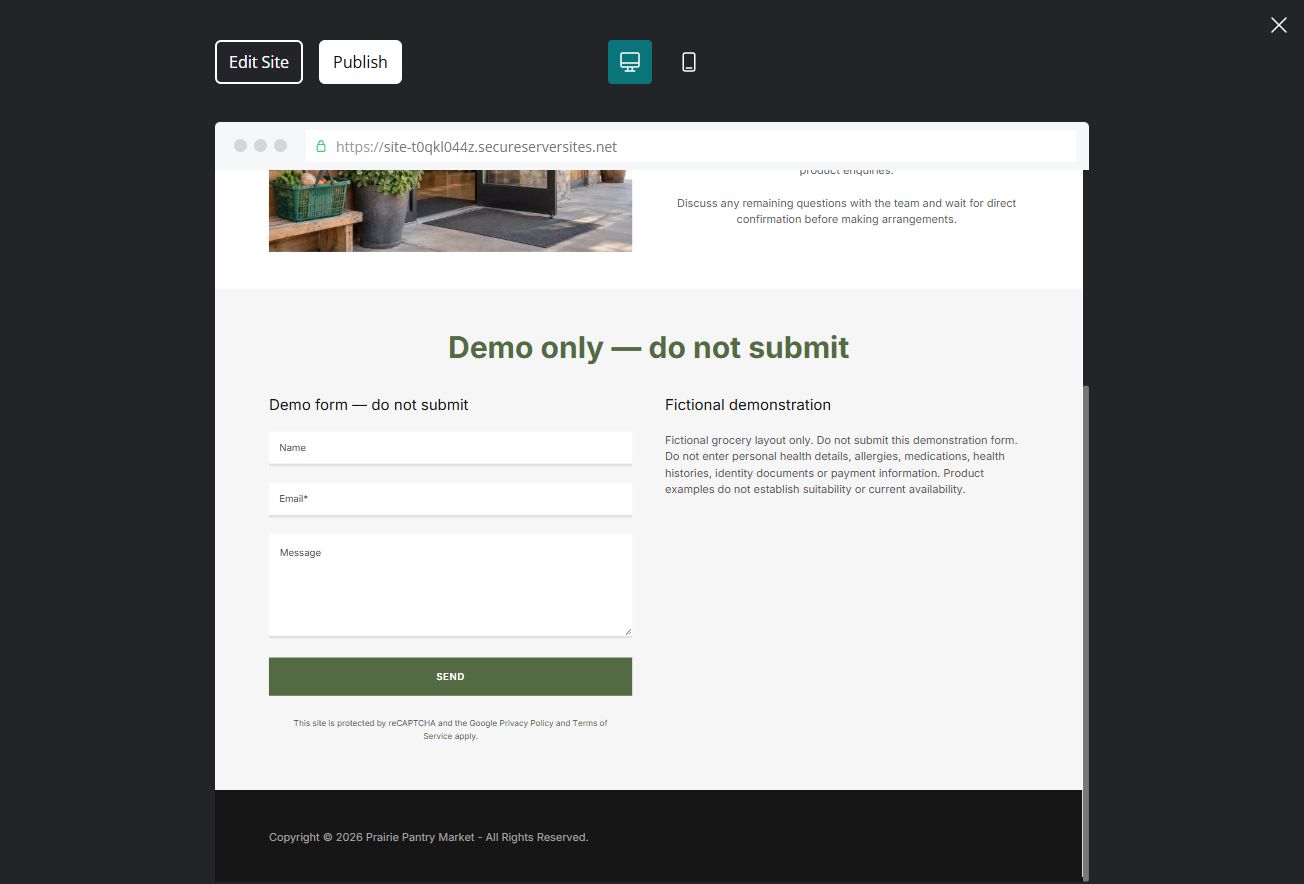 Demo form — desktop