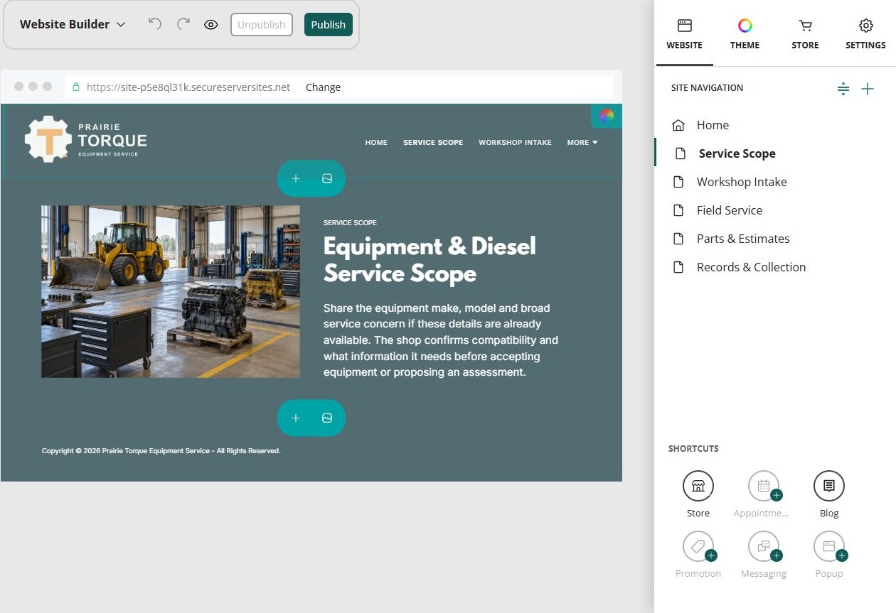 Editor · Website navigation