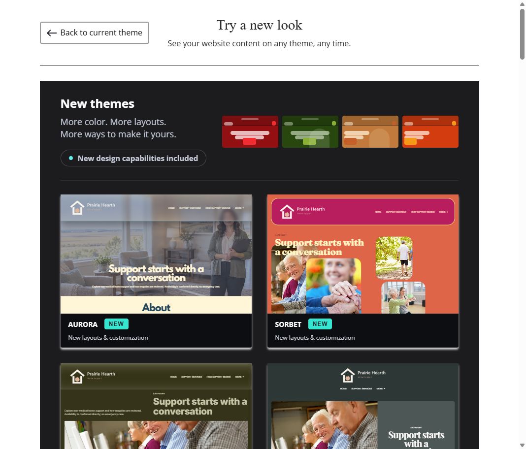 New themes · gallery view 1 of 6