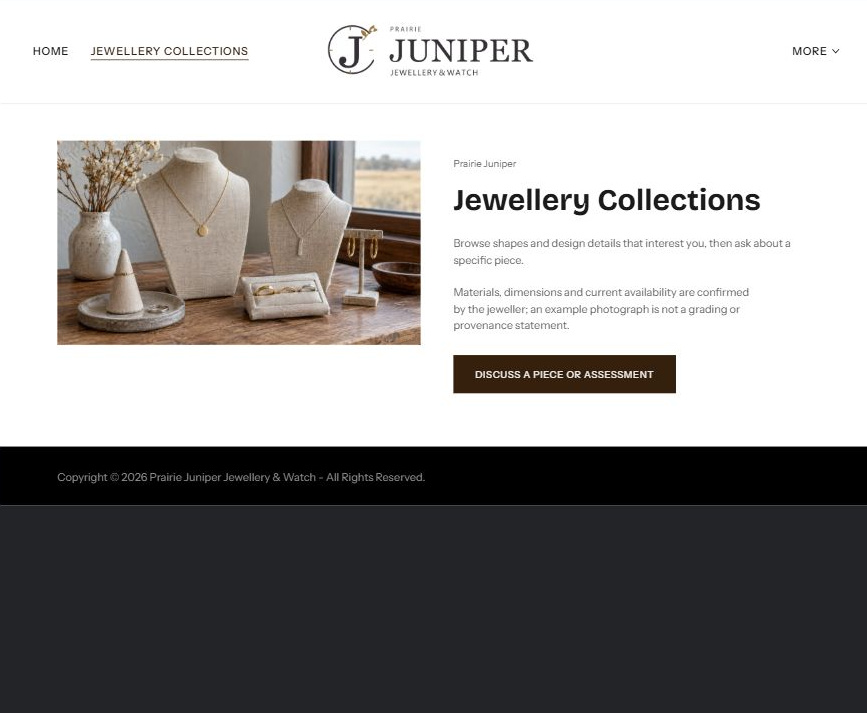Captured first-screen Jewellery Collections example