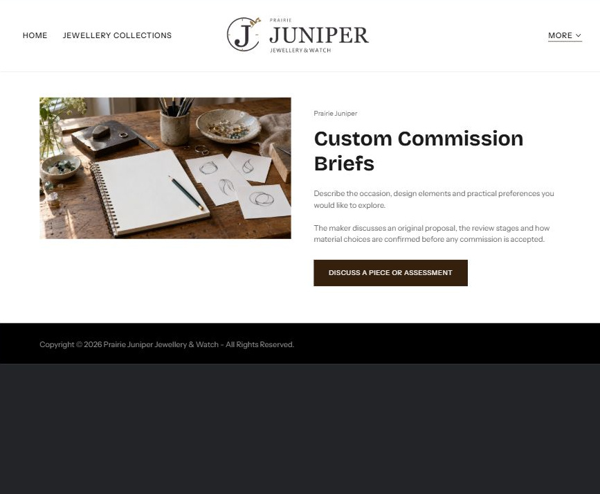 Captured first-screen Custom Commission Briefs example