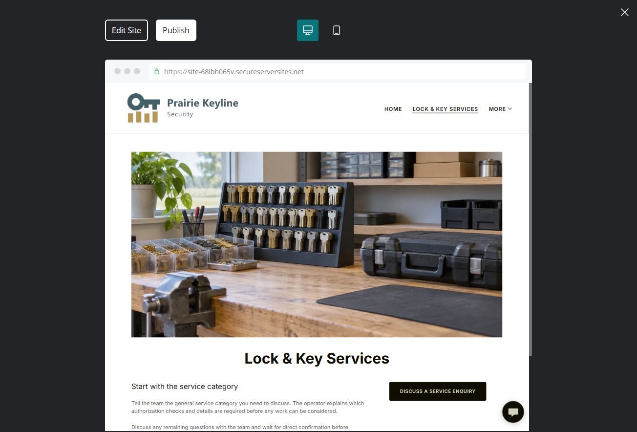 Captured first-screen Lock & Key Services example