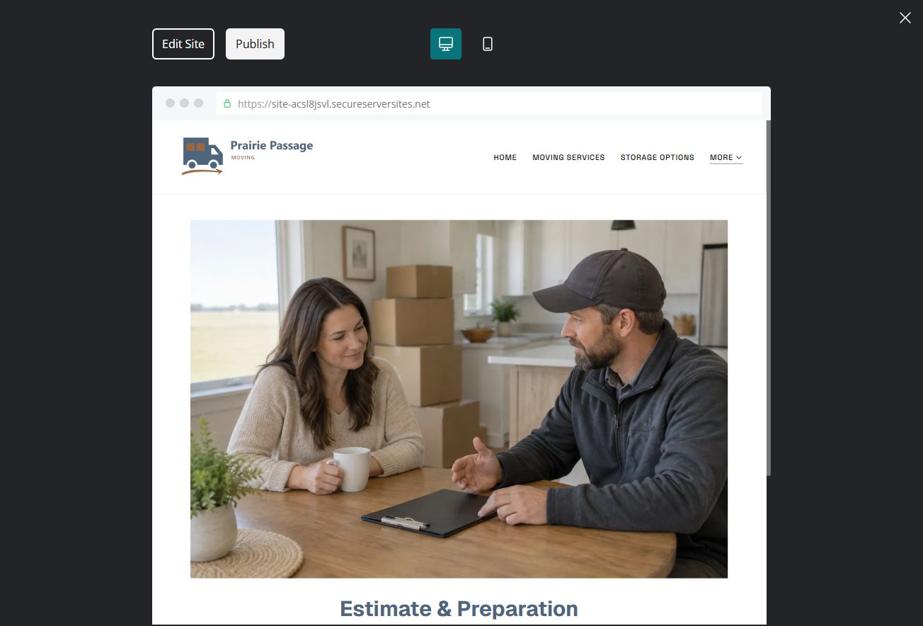 Captured first-screen Estimate & Preparation example