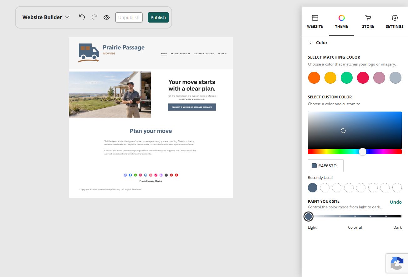 Paint your site — Position 0
