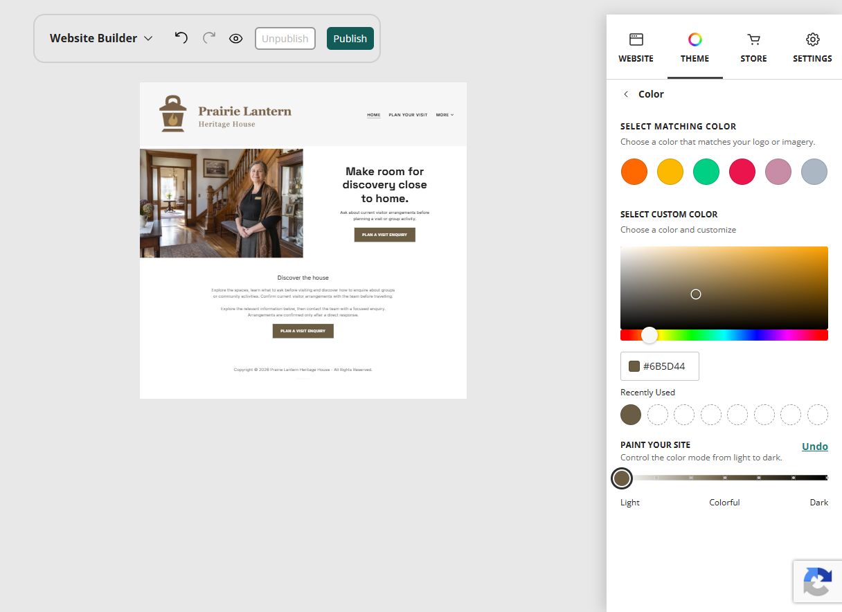 Paint your site — position 0
