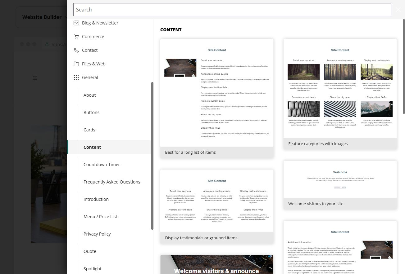 Prairie Draw · General → Content layouts
