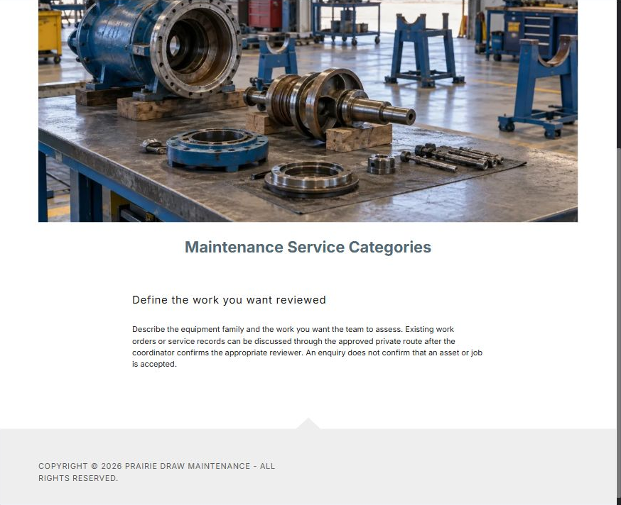 Maintenance Service Categories · lower content · desktop