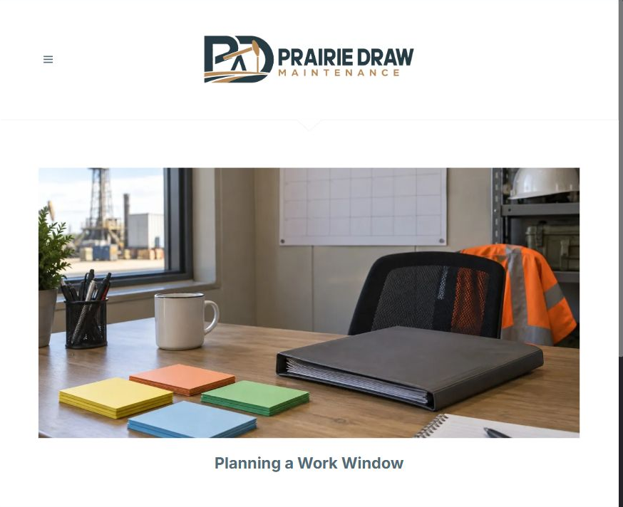 Finished Planning a Work Window example