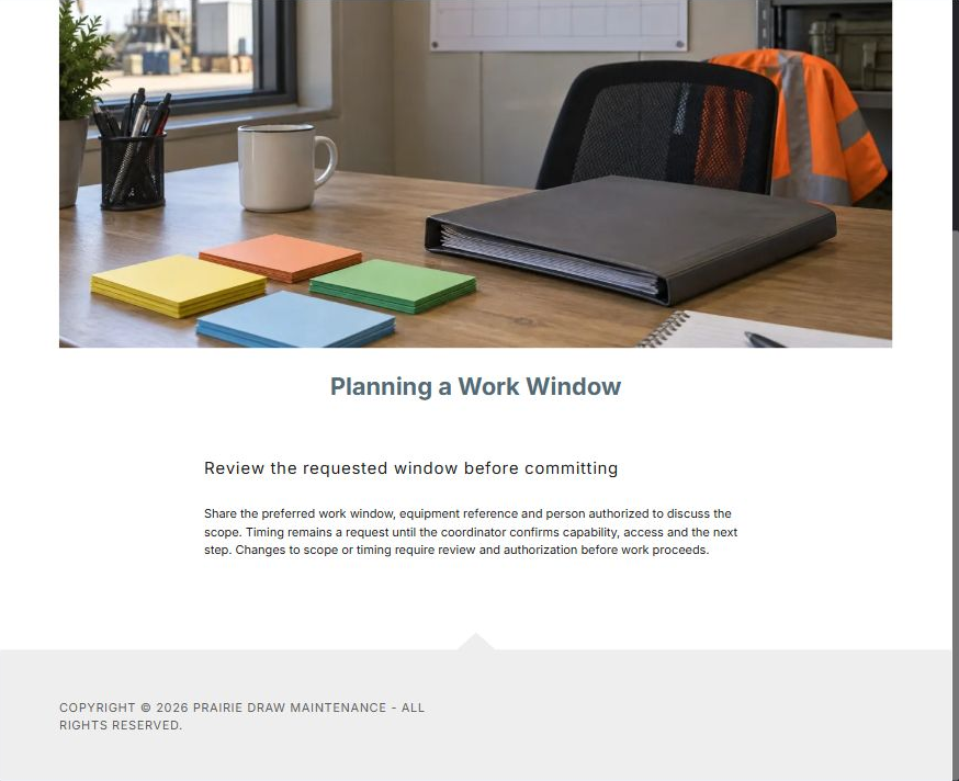 Planning a Work Window · lower content · desktop