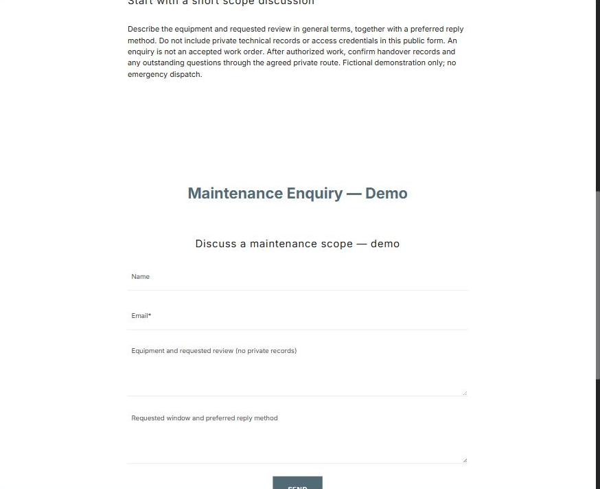 Maintenance enquiry · desktop detail