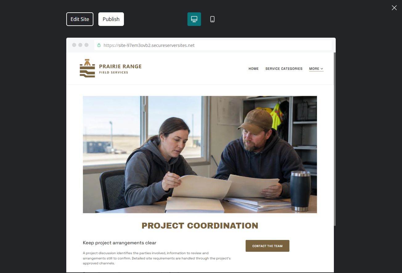 Captured first-screen Project Coordination example