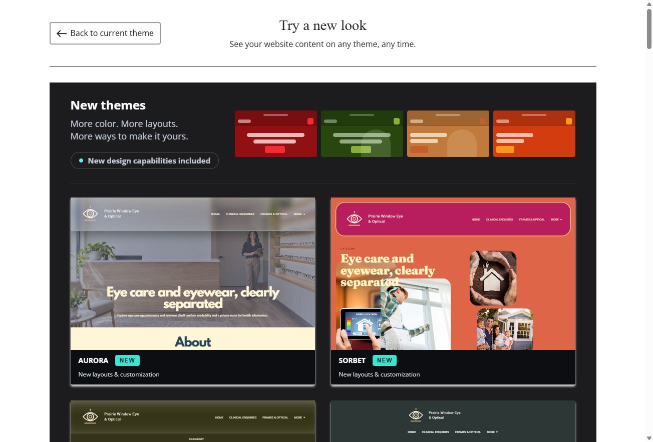 New themes · Aurora and Sorbet