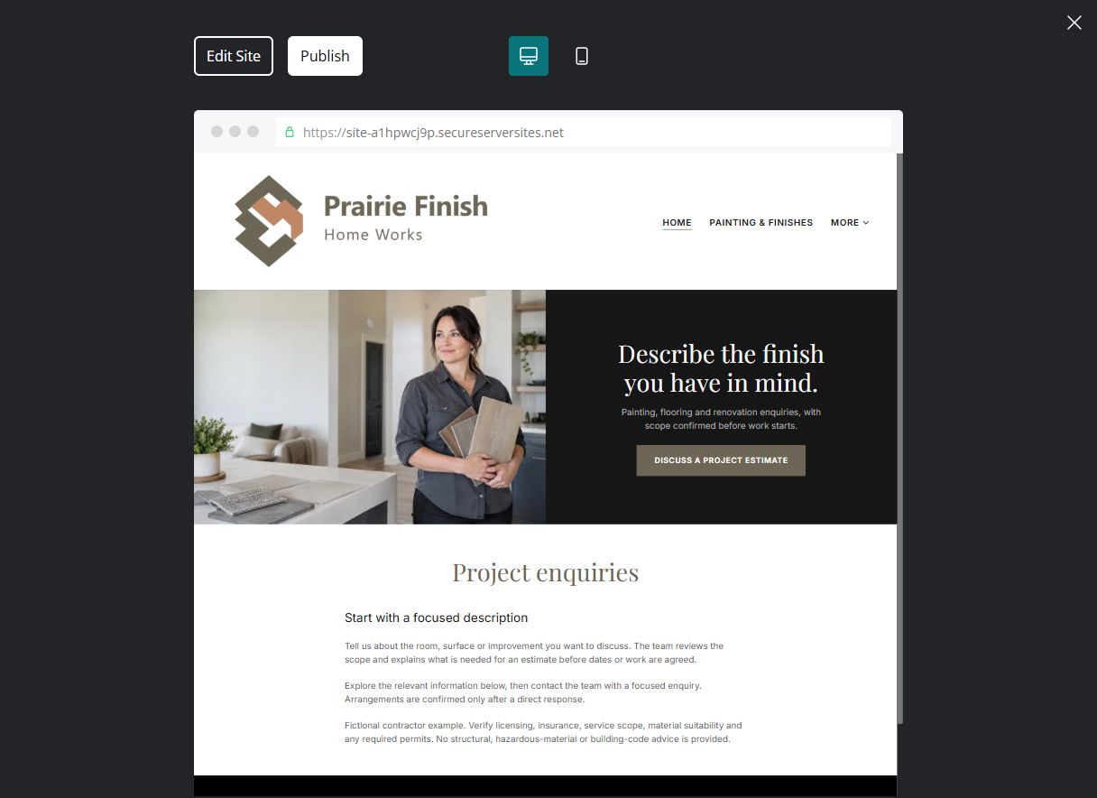Captured first-screen Home example
