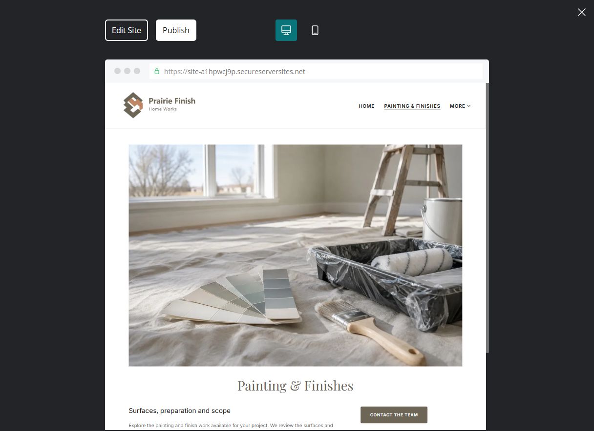 Captured first-screen Painting & Finishes example