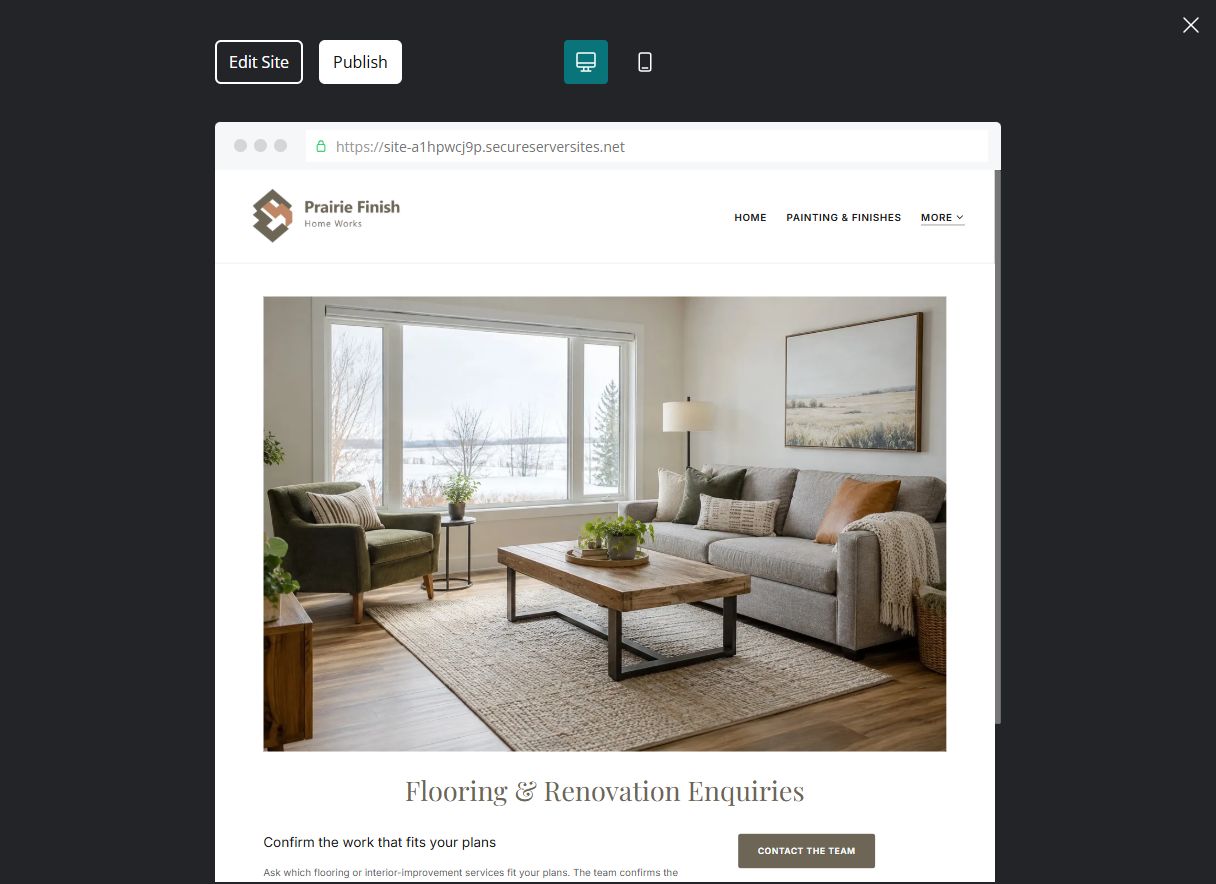 Captured first-screen Flooring & Renovation Enquiries example