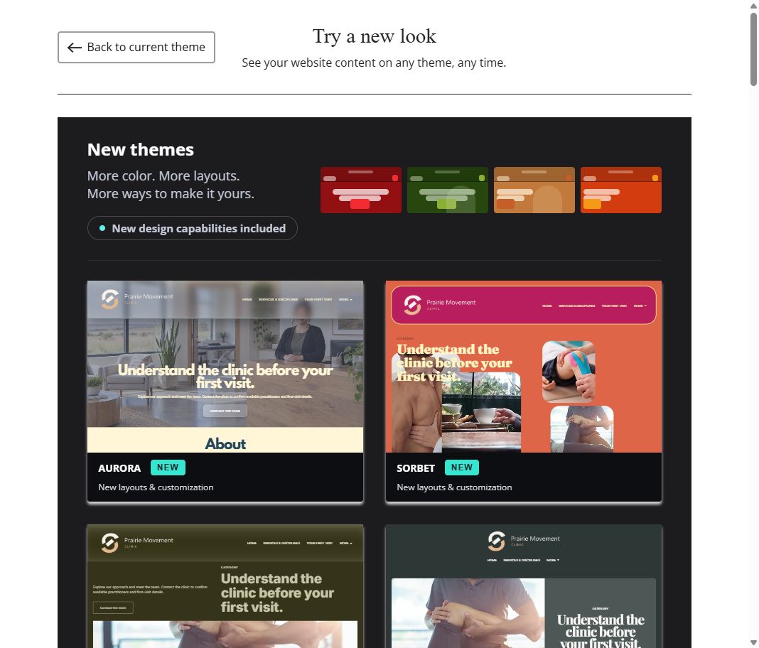 New themes · gallery view 1 of 6