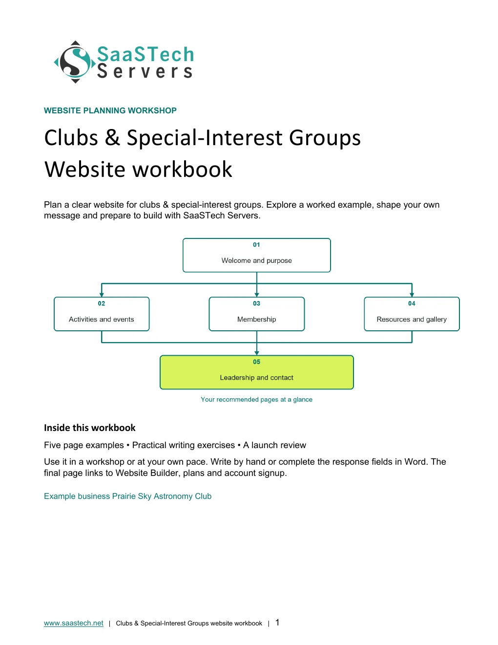 Clubs & Special-Interest Groups website workbook cover