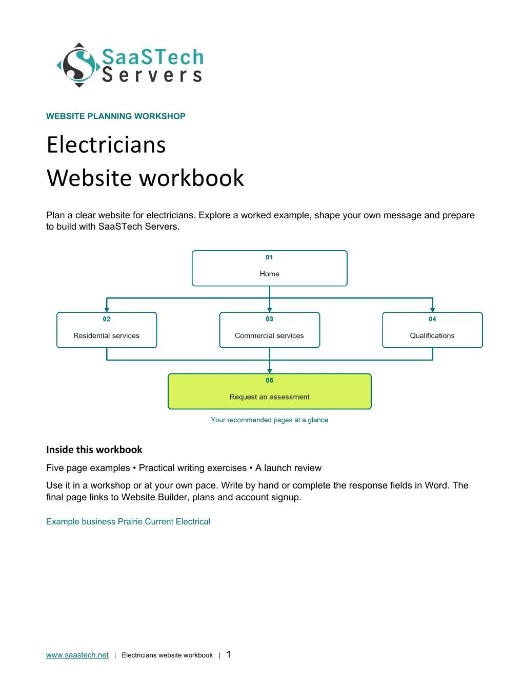 Electricians website workbook cover