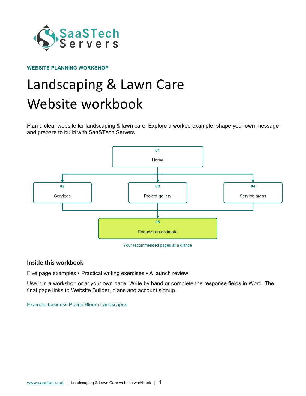 Landscaping & Lawn Care website workbook cover