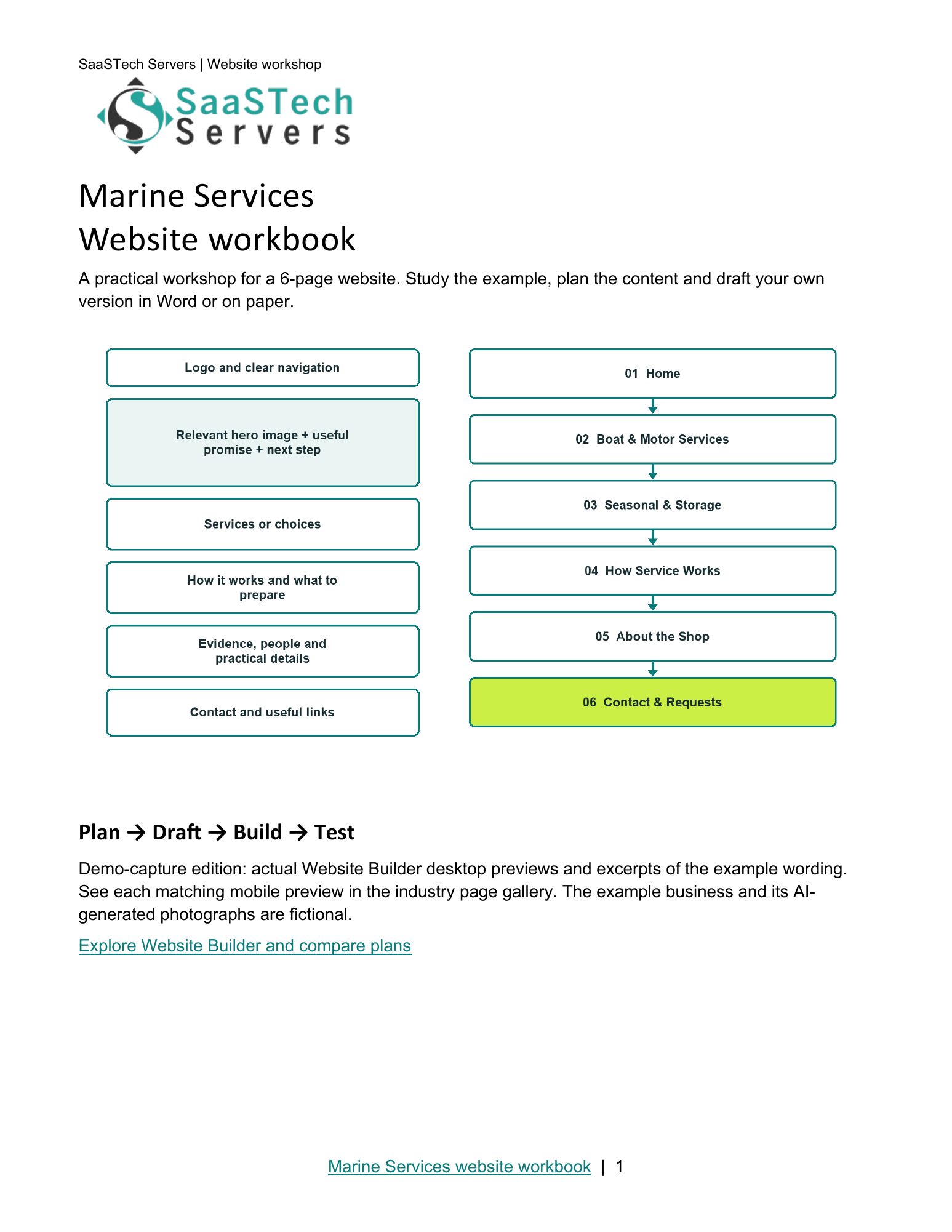 Marine Services website workbook cover