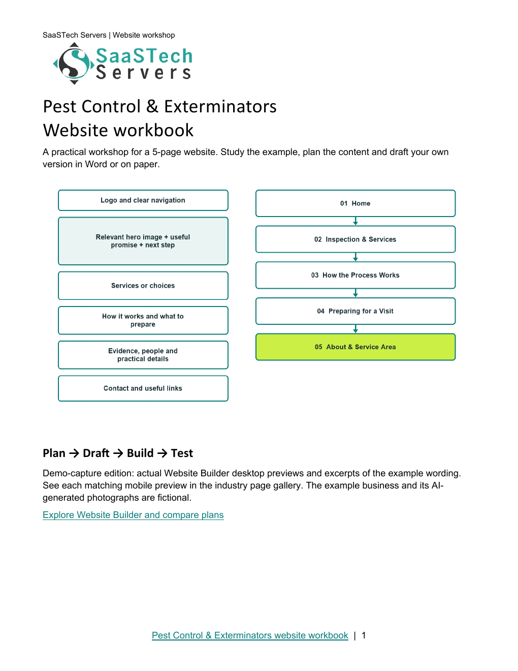 Pest Control & Exterminators website workbook cover
