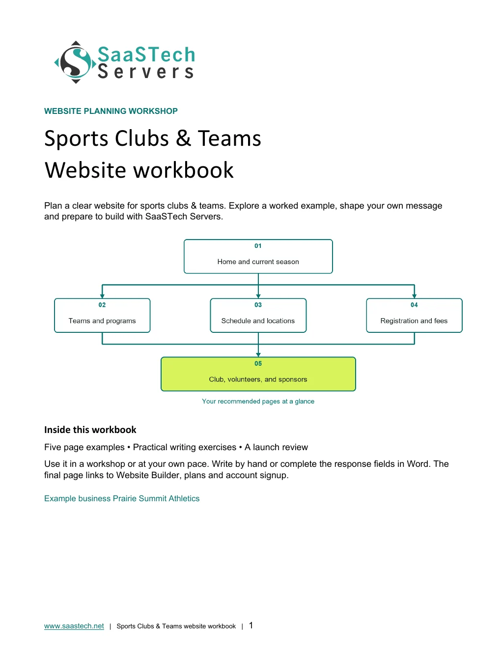 Sports Clubs & Teams website workbook cover