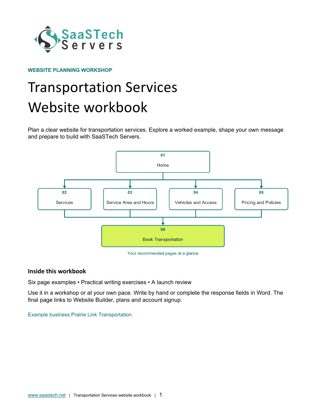 Transportation Services website workbook cover