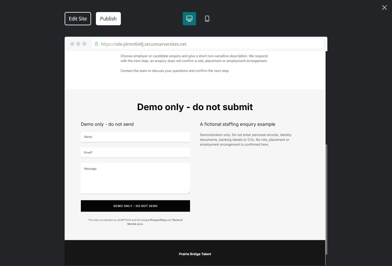 Demo form - desktop