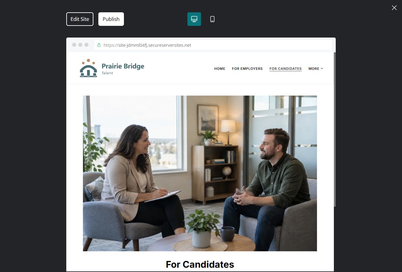 Captured first-screen For Candidates example