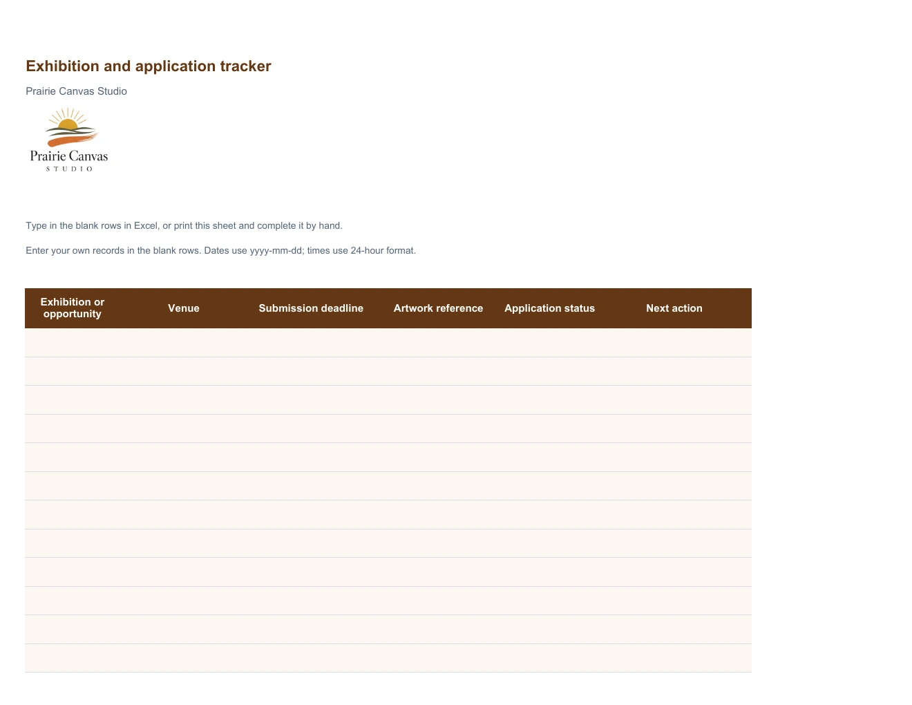 Exhibition and application tracker