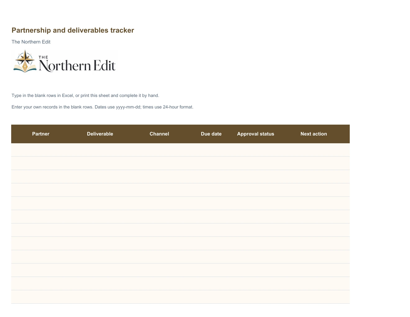 Partnership and deliverables tracker