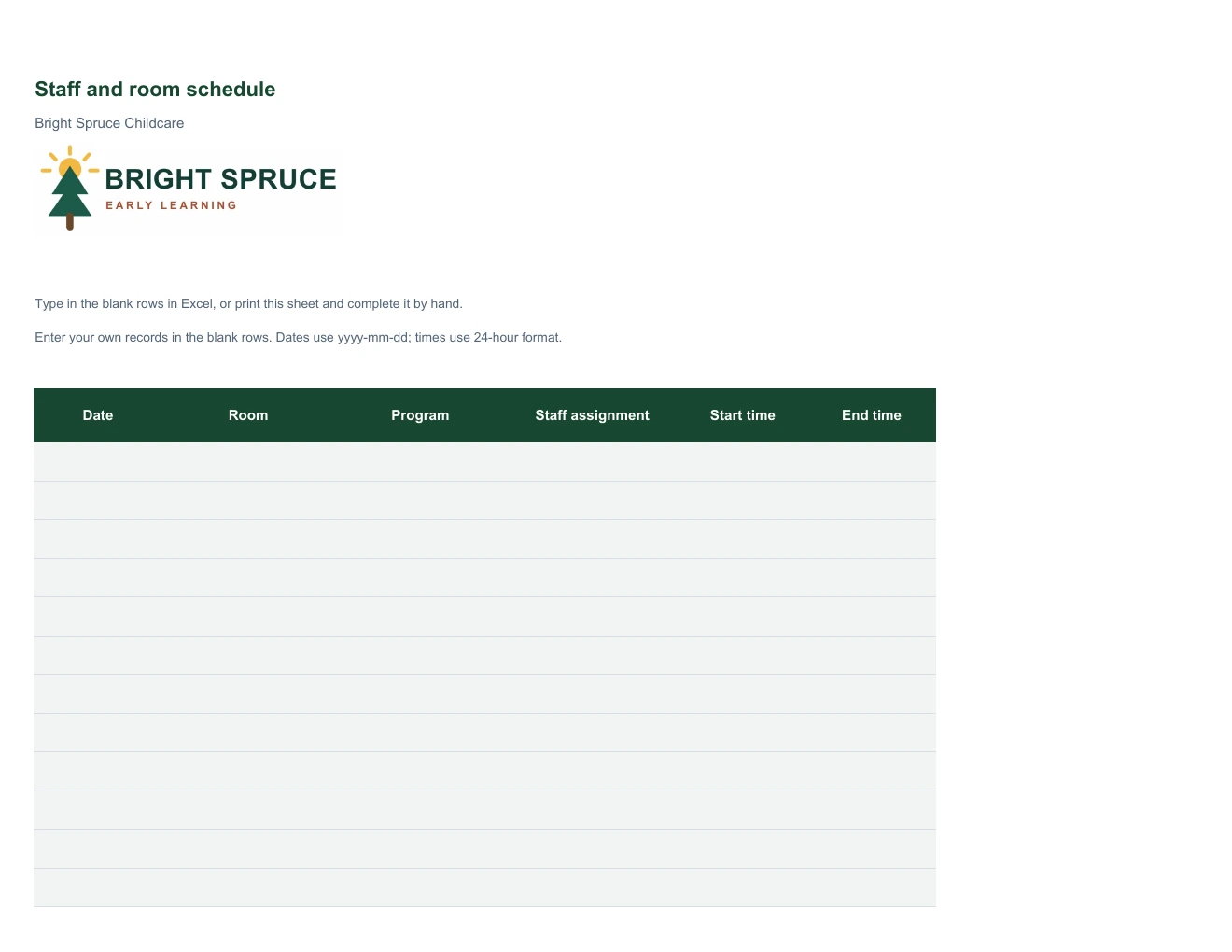 Staff and room schedule