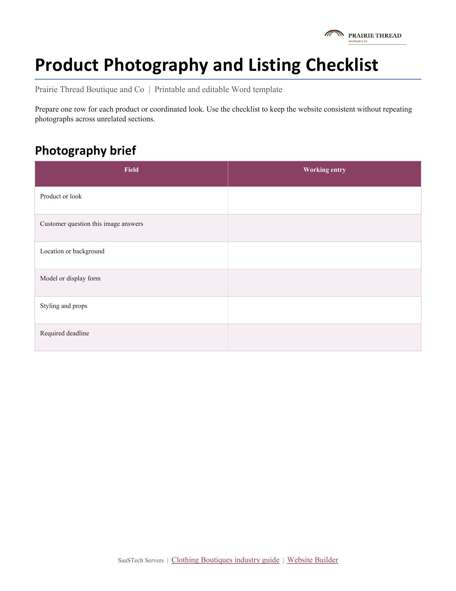 Product photography and listing checklist