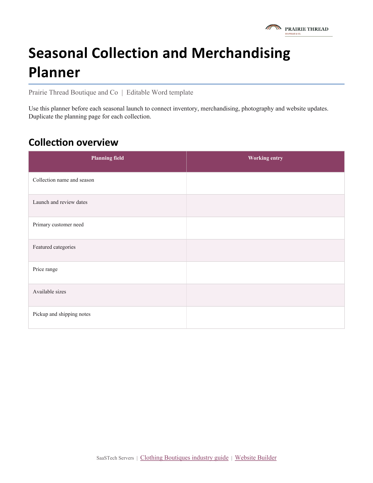 Seasonal collection and merchandising planner