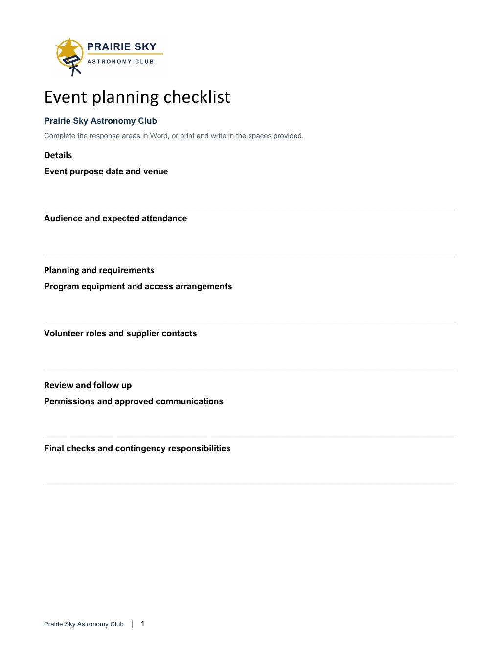 Event planning checklist