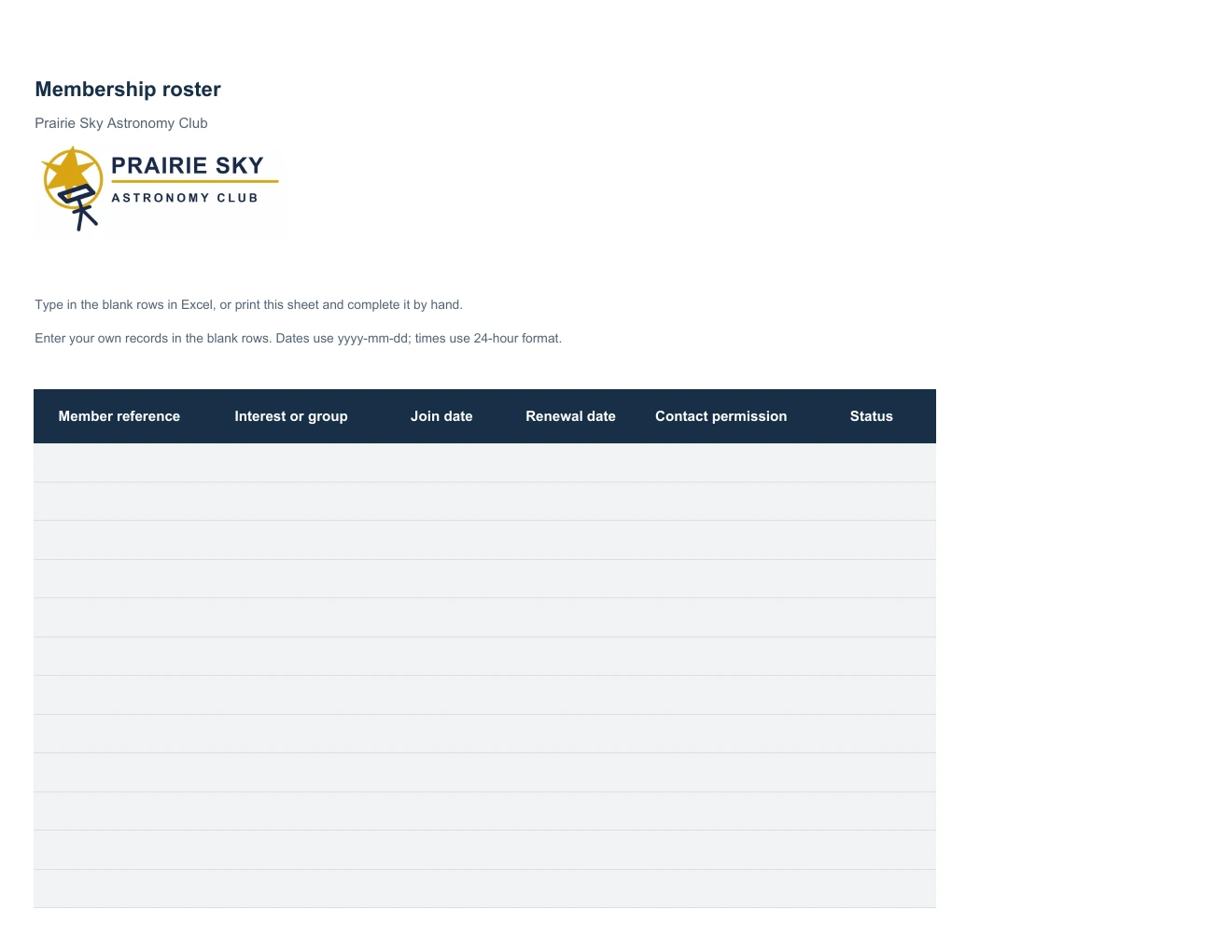 Membership roster