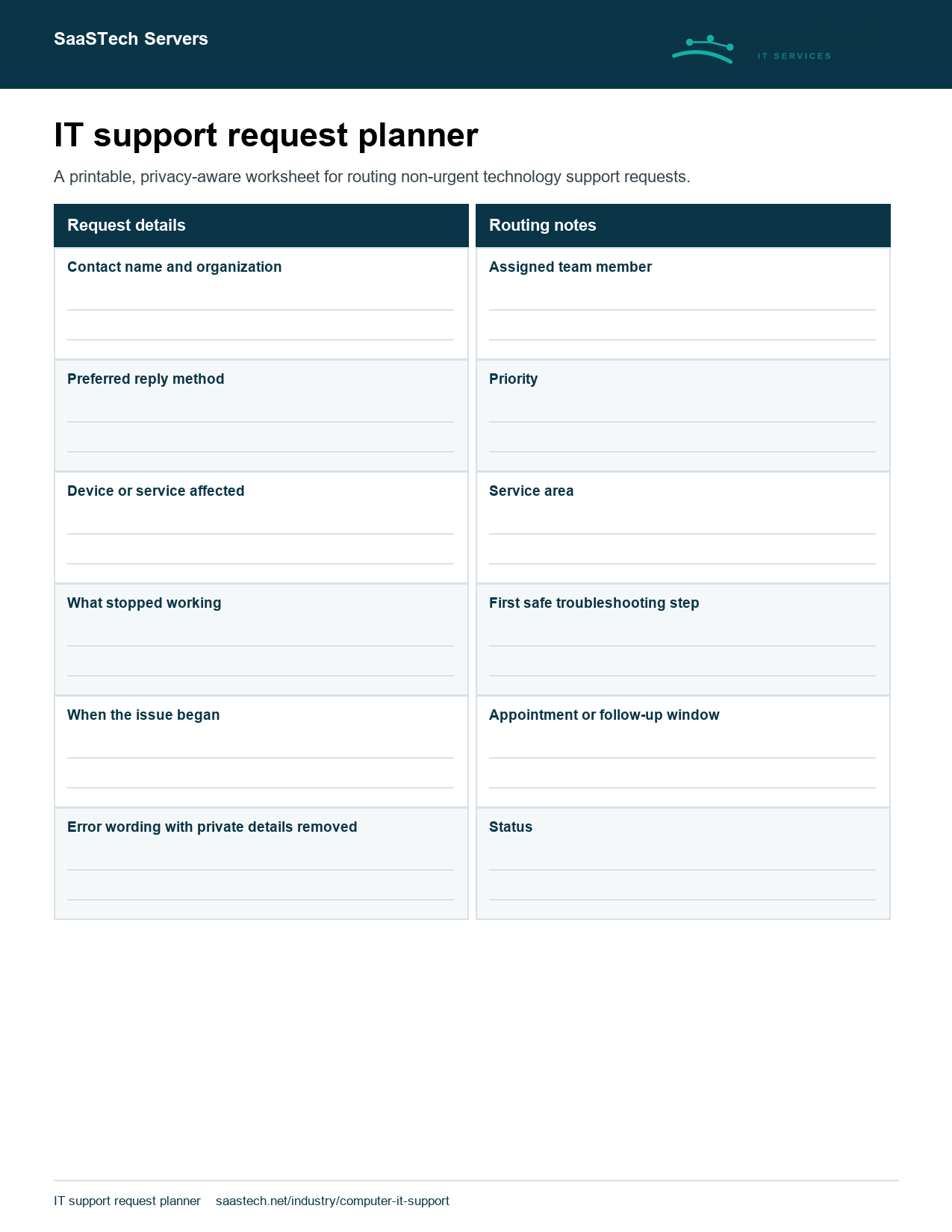 IT support request planner · Page 1
