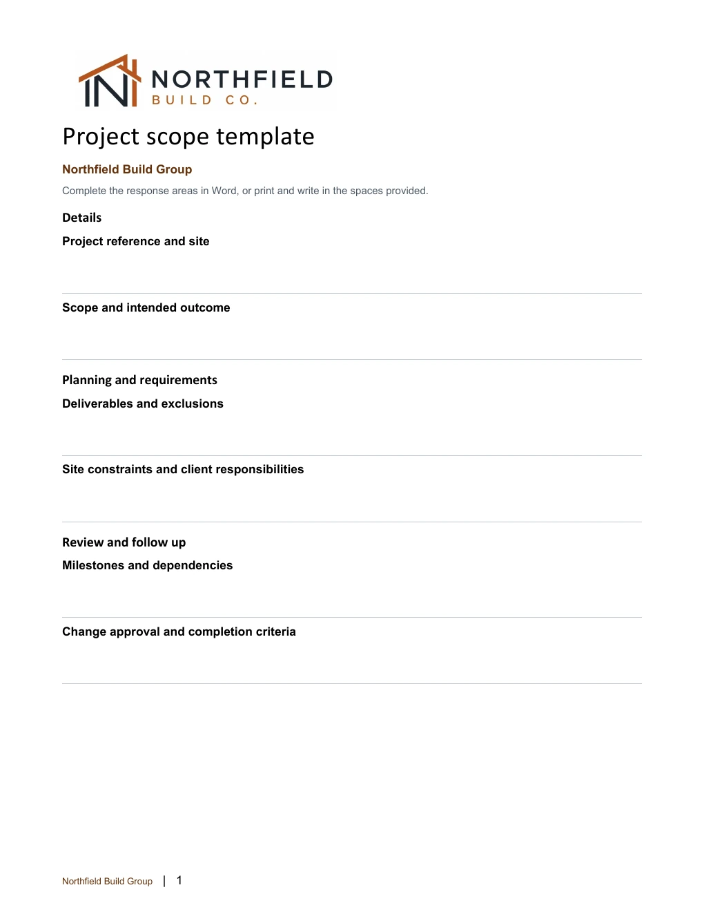 Project scope template