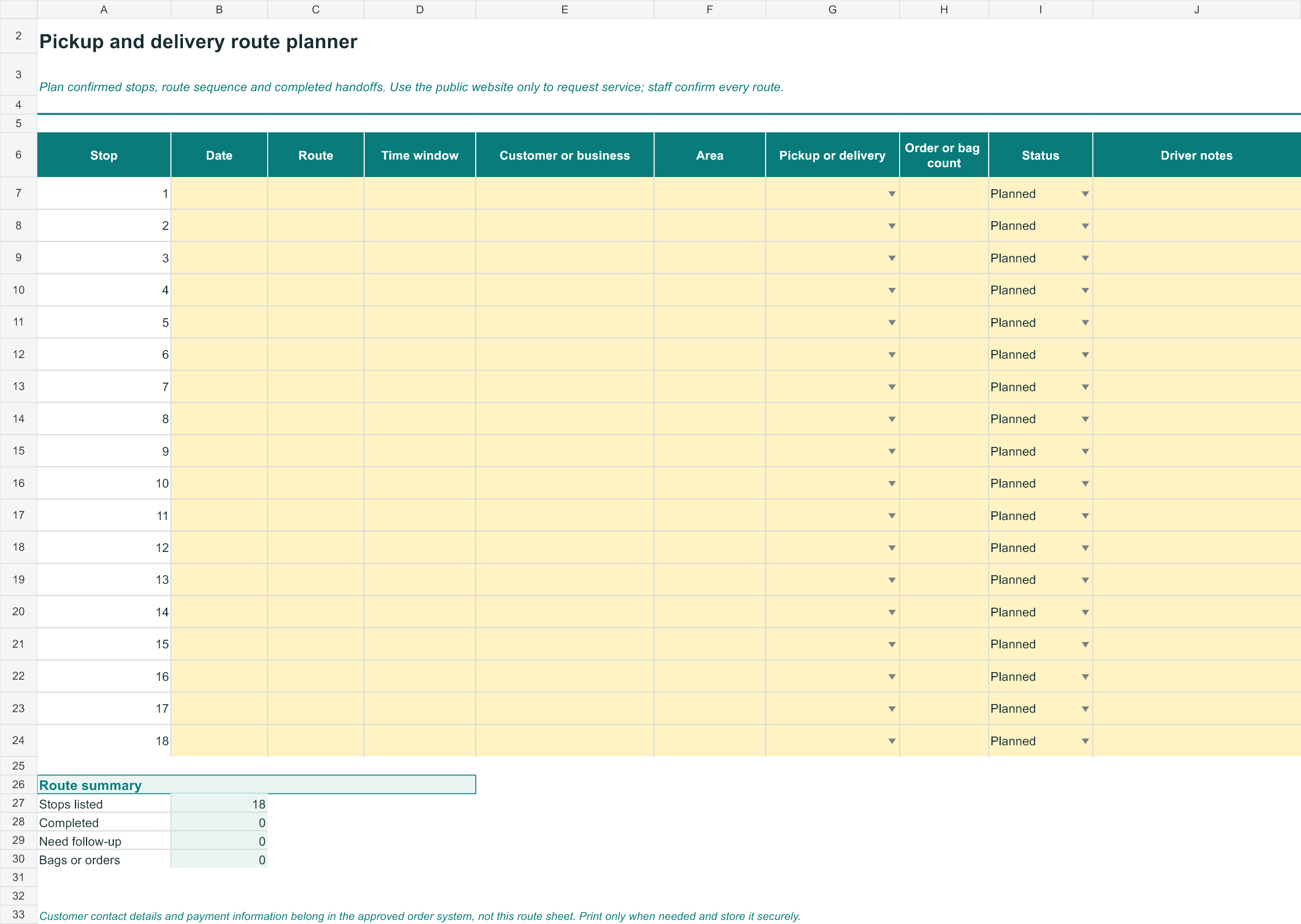 Pickup and delivery route planner